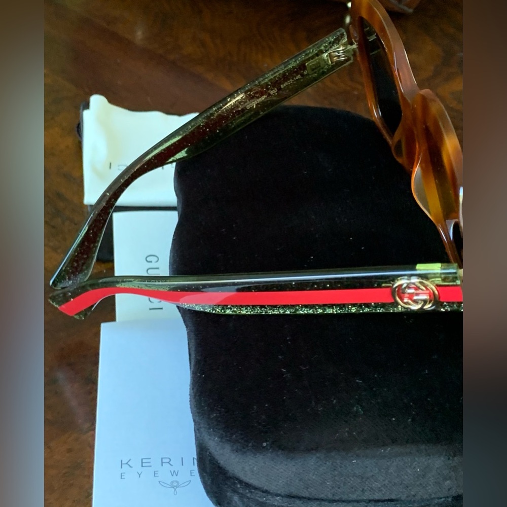 Gucci Brand New 54MM GG0036SN Cat3 Square Havana Green Sunglasses - Picture 7 of 17